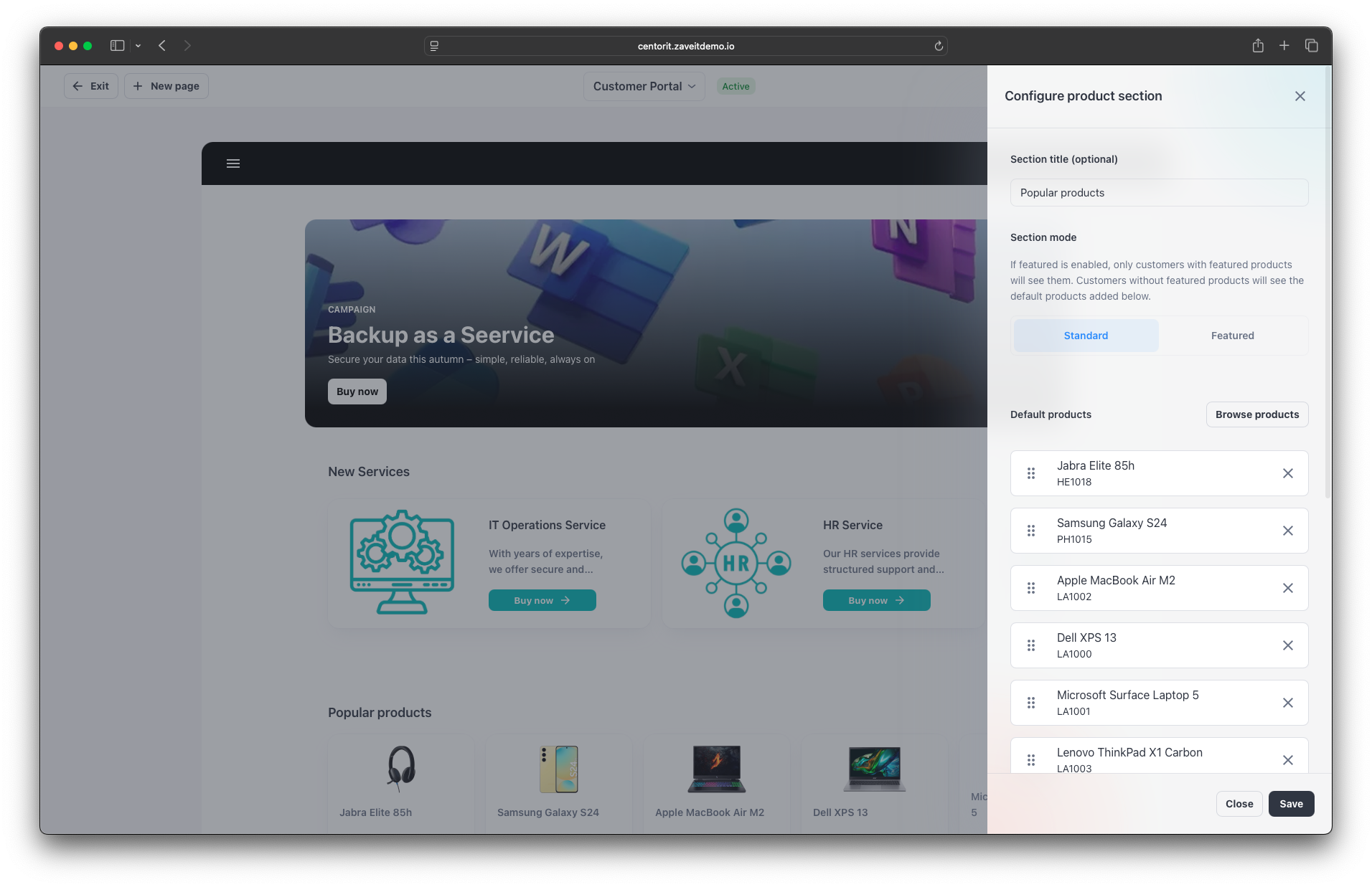 Product section