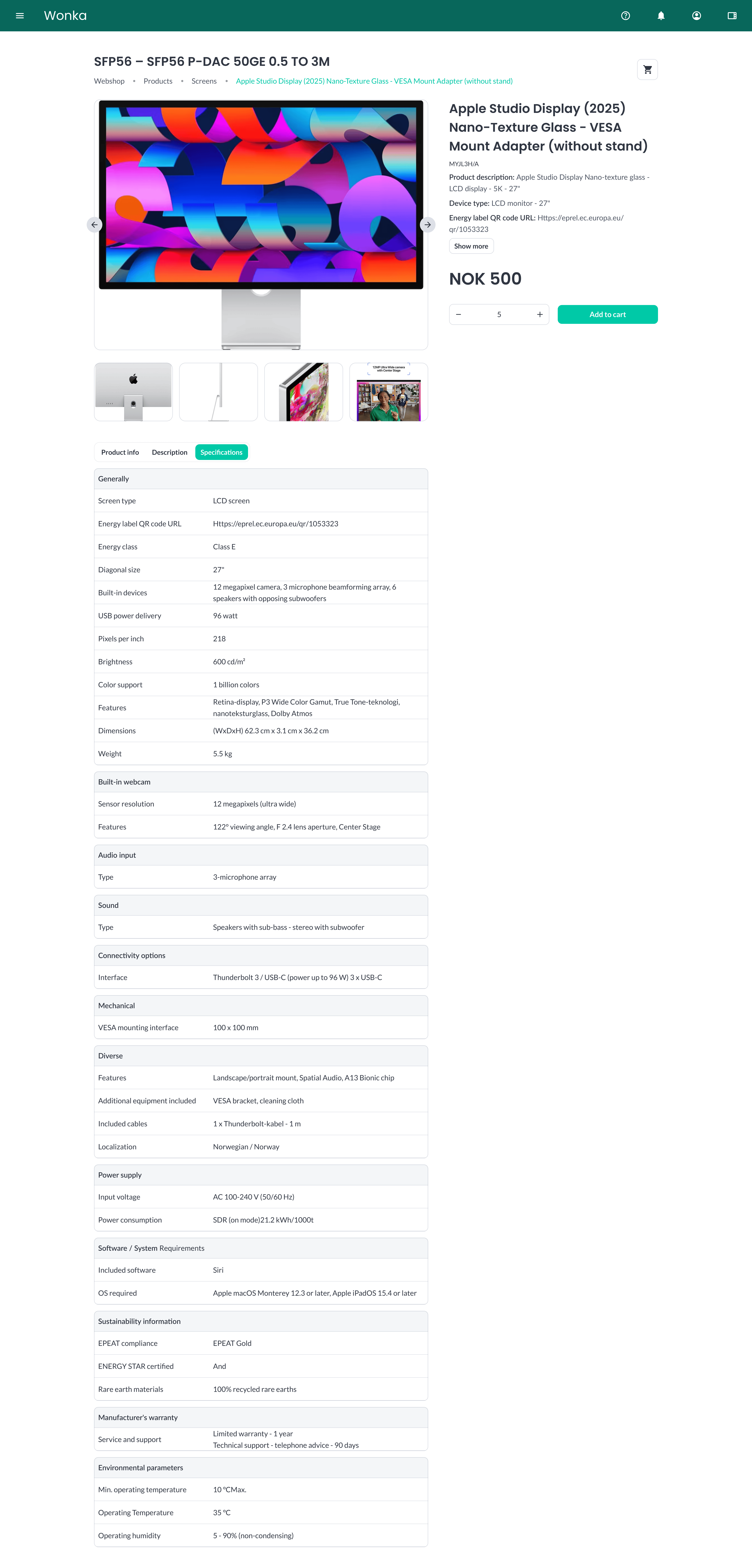 Enriched product detail page