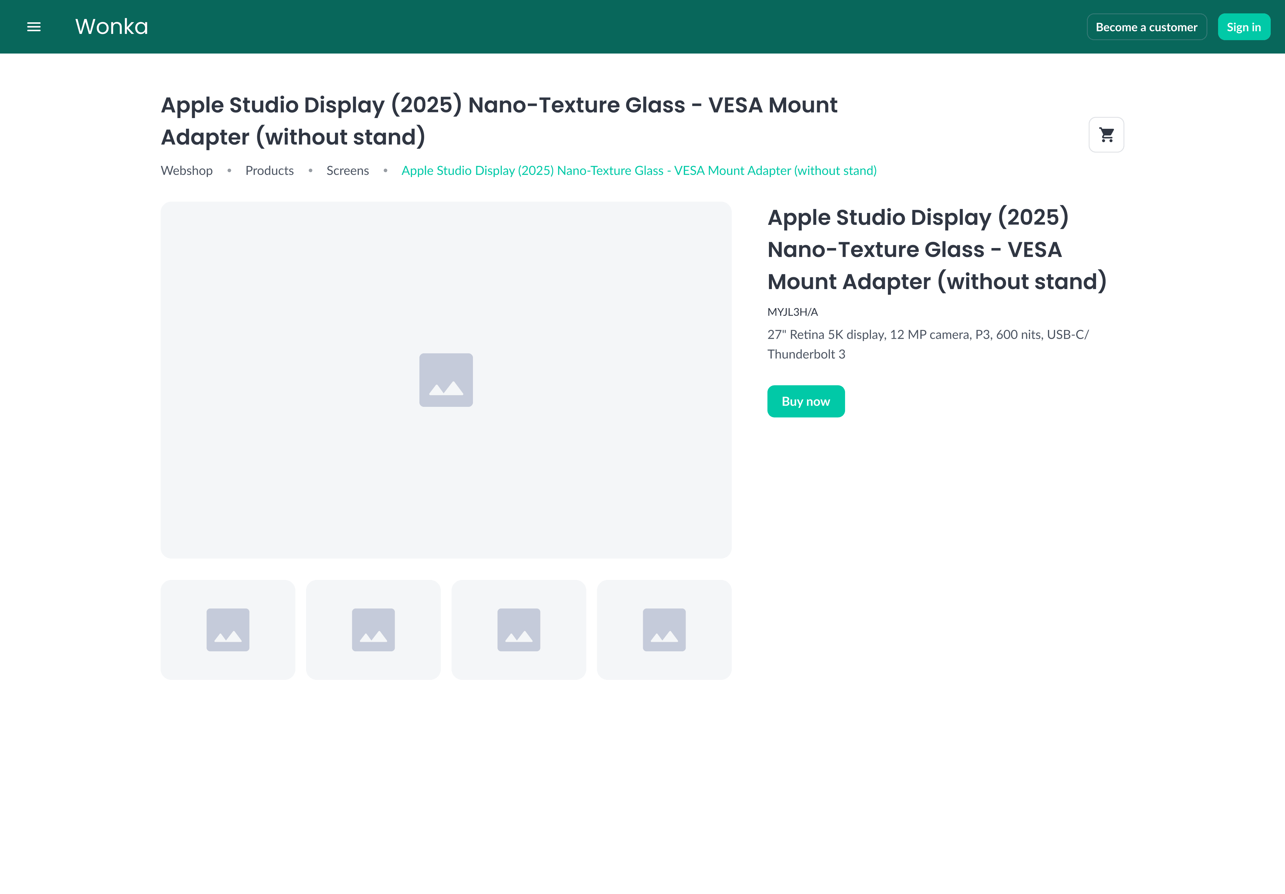 Product detail page without enriched content
