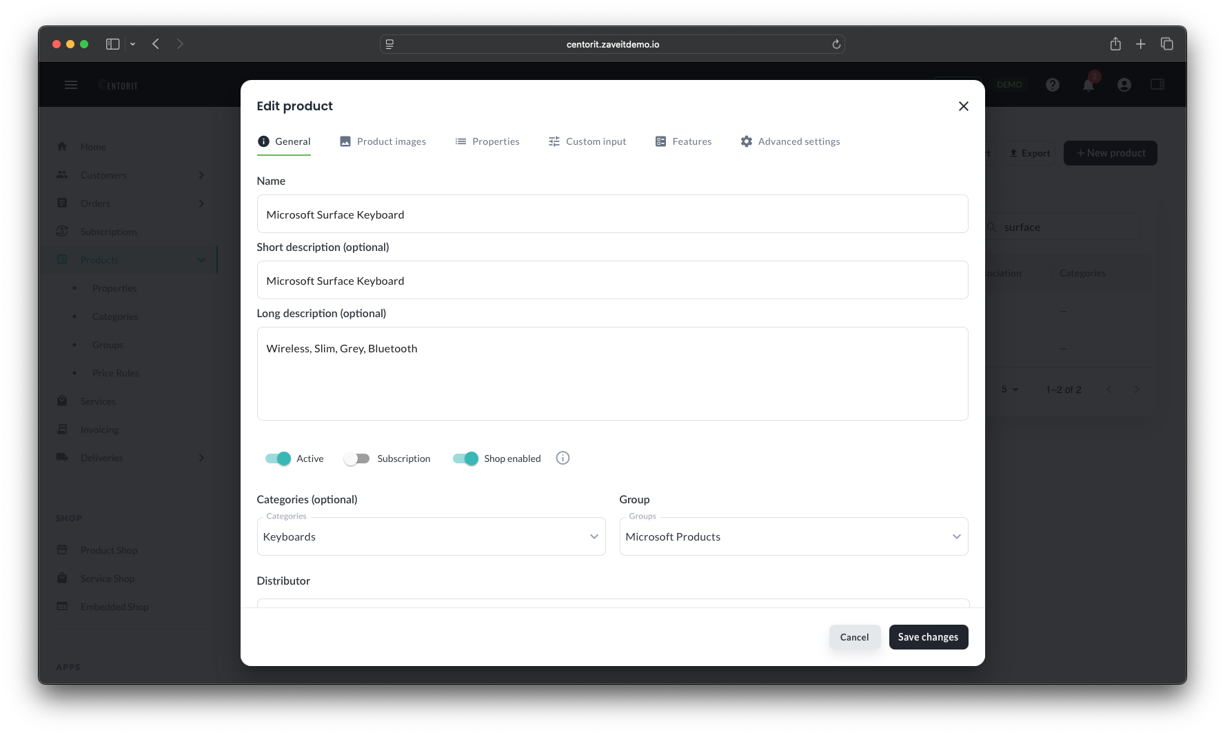 Product card – group membership