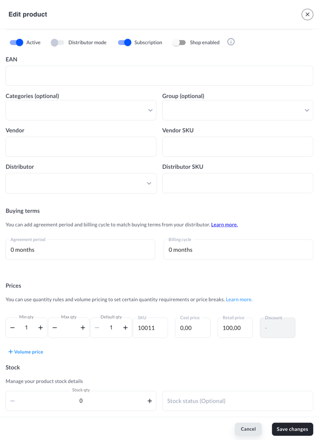 Volume Prices (Standard Mode)